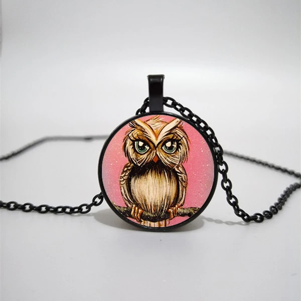 

Life flower pendant necklace fashion round glass necklace retro glass necklace pendant men and women necklace jewelry