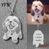 925 sterling silver collier photo necklace pet silhouette pendant with chain custom engraved jewelry high quality pyx1266