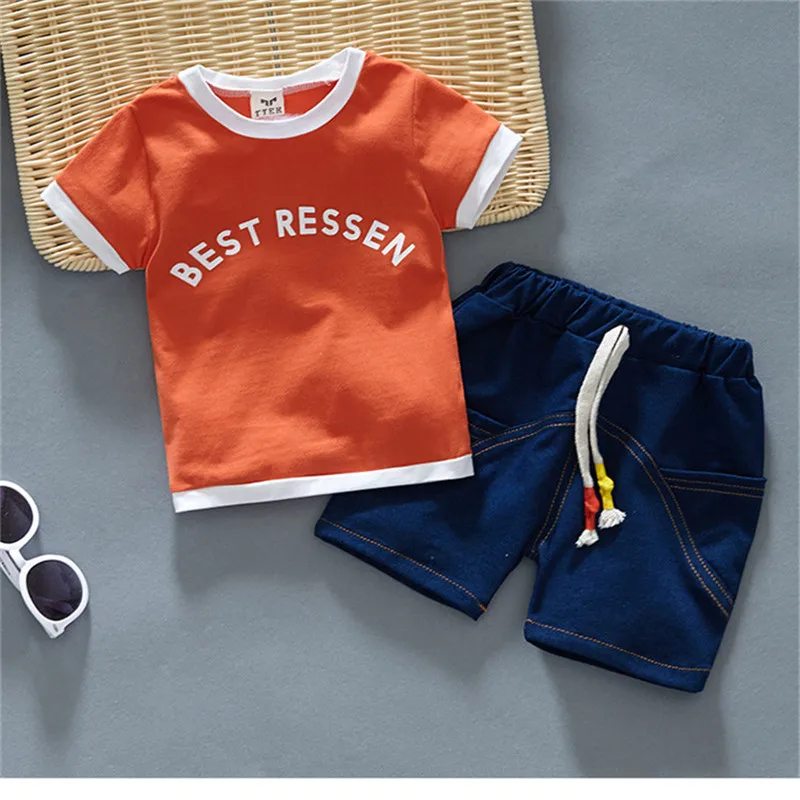 BibiCola baby boys clothing set summer infant children clothes letter t-shirt+shorts outfits casual toddler boy tracksuit |