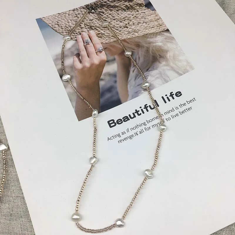 Женское Ожерелье с пресноводной жемчужиной Boho персонализированные трендовые