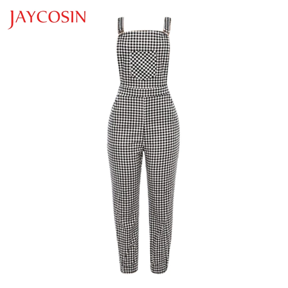 JAYCOSIN свободный женский комбинезон без рукавов клетчатый длинный брюки