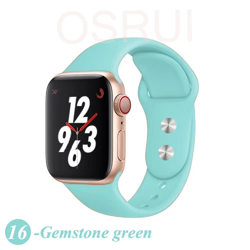 16-Gemstone green Спортивный силиконовый ремешок для apple watch band 4 44 мм 40 мм iwatch band 42 мм 38 мм ремень для браслета apple watch series 5 4 3 2 аксессуары - Цвет ремешка: 16-Gemstone green