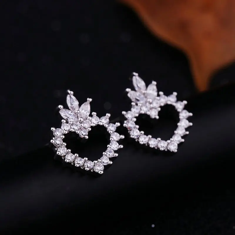 MIGGA Delicate Princess Crown кубический циркон гвоздики золотые, розовые серьги цвета серьги-сердечки с кристаллами подарок