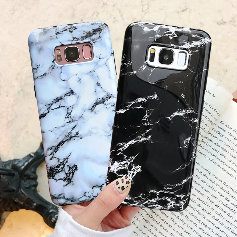 YHBBCASES парные чехлы для телефонов Samsung Galaxy S8 S9 S10 Plus черный белый мраморный