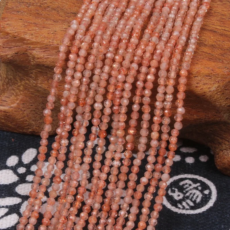 

Natural Gold Sunstone Gemstone 2 3 4mm Orange Round Facet Loose Beads DIY Accessories Necklace Bracelet Earring Jewelry Making