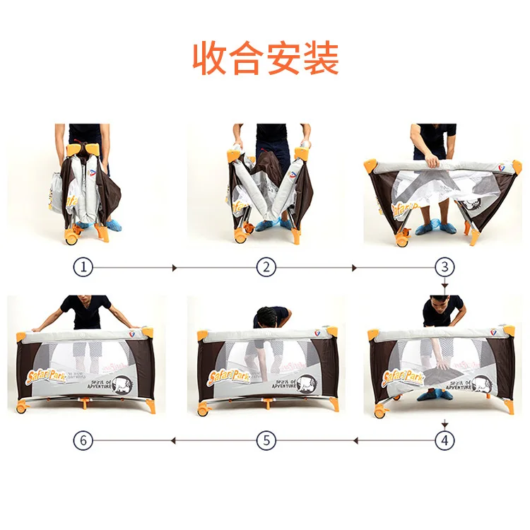 Кроватки Многофункциональный складной с роликом москитная сетка двухъярусная