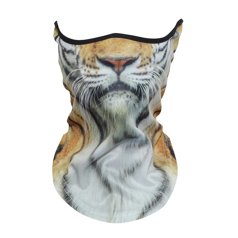 Tiger 3D Животные шеи гетры дышащий ветрозащитный мотоцикл Балаклава Половина маска для лица лыж Хэллоуин сноуборд Велоспорт лиса короткошерстная кошка - Цвет: Tiger