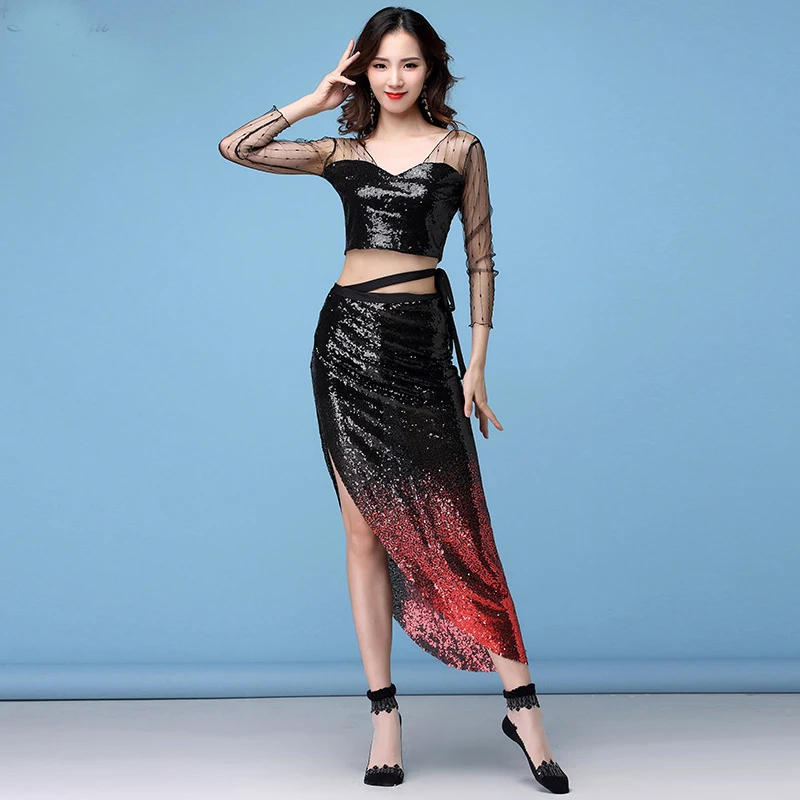 Женский костюм для танца живота тренировочная сетчатая одежда из 3 предметов