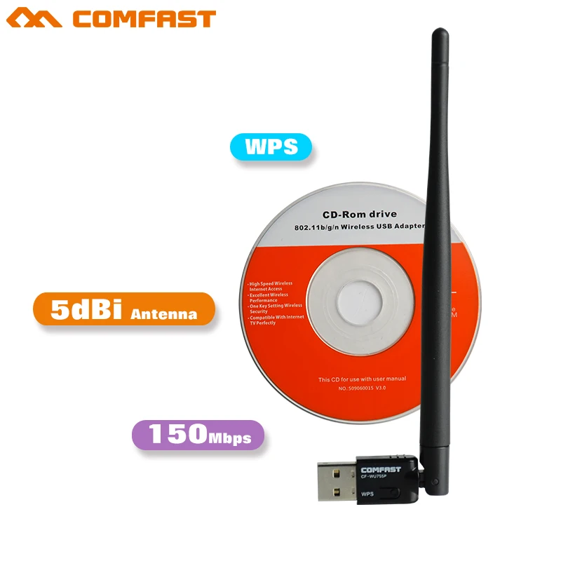 Comfast 150 Мбит/с USB WiFi беспроводная сетевая карта RTL8188EUS 802 11 b/g/n LAN адаптер 5dbi Wi fi