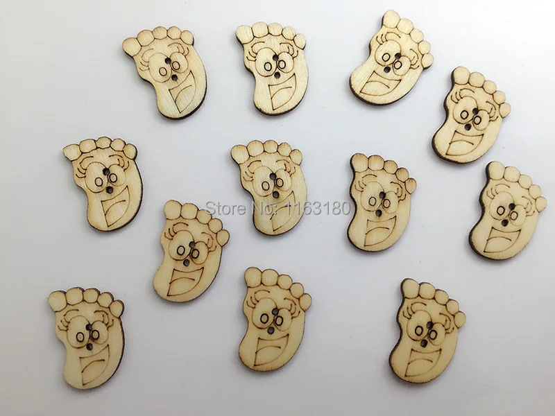 1000 шт./лот детские ножки следы необработанные деревянные формы ремесло лазерная