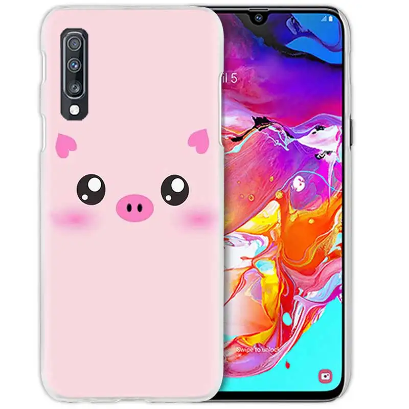 Милый розовый чехол Kawai Pig Для samsung Galaxy A50 A70 A20e A40 A30 A20 A10 A8 A6 Plus A9 A7 жесткий прозрачный чехол для телефона из поликарбоната - Цвет: 04