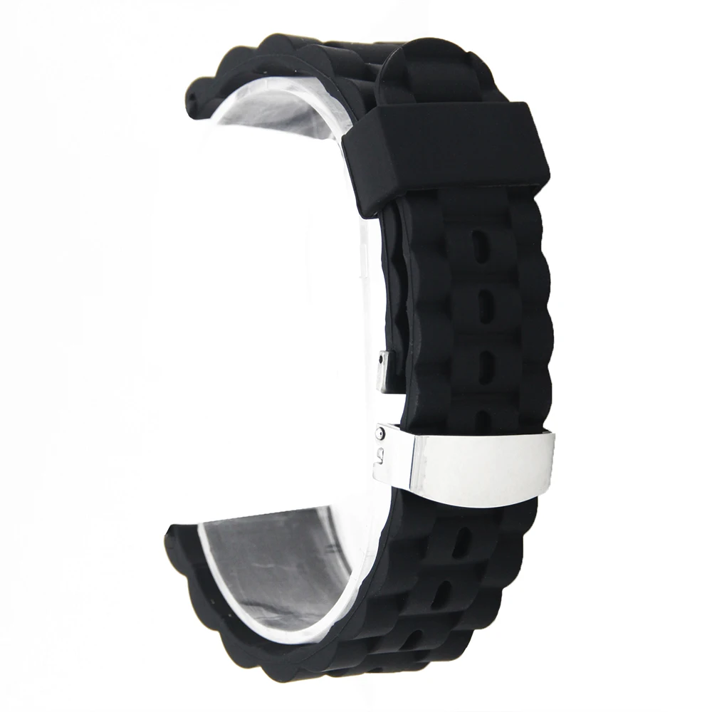 Ремешок силиконовый для часов резиновый черный браслет Pebble Time / Round Steel/Bradley 20 мм 22
