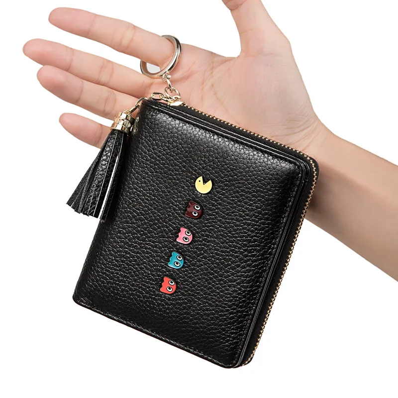 Модный Мини Женский кошелек из натуральной кожи короткий женский для монет милая