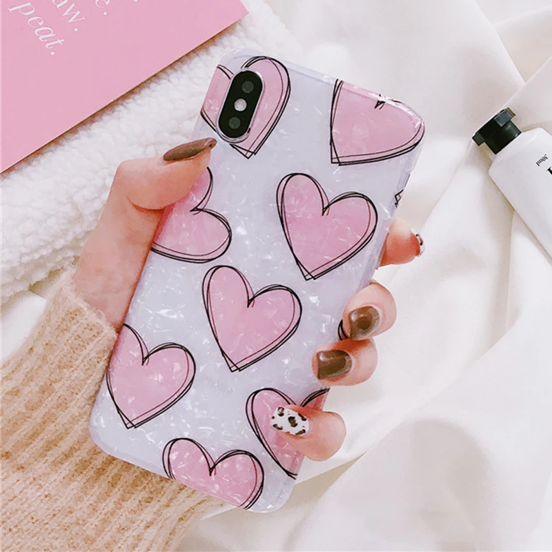 Чехол LOVECOM с милым сердечком для iPhone 11 Pro Max X XS Max XR 6 6S 7 8 Plus, мягкая задняя крышка IMD для телефона с текстурой всего тела