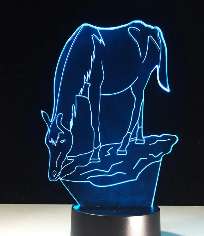 Horse Lamp 7 Лошадь светодиодный ночник USB Новинка подарки 7 цветов Изменение животных 3D светодиодный настольный светильник как украшение дома низкая стоимость Прямая поставка - Испускаемый цвет: Horse Lamp 7