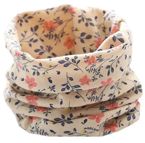 beige flower Новинка для девочек и мальчиков; сезон зима-осень-весна, Детская Хлопковая шарф для девочек, для мальчиков детские нагрудники снуд модные детские комплекты с принтом из воротник детей Bufandas девушка-хомут с круглым воротником для мальчиков и девочек шарф - Цвет: beige flower