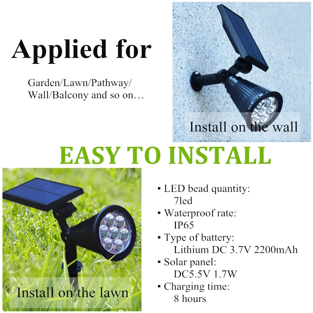 Садовый светильник на солнечных батареях 7 Светодиодный точечный лужайки цветов