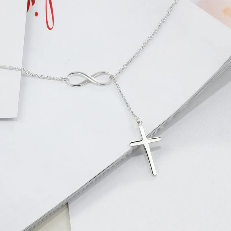 Роскошный крест с бесконечностью любовь Accessorise 925 пробы серебряный кулон цепочки