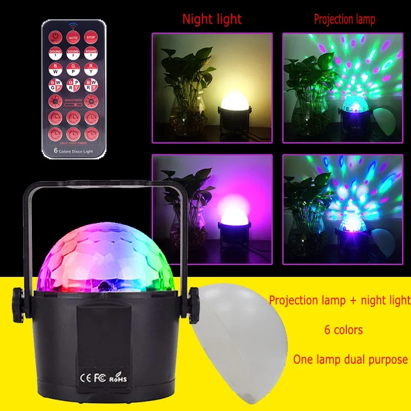 6 цветов Вт RGB LED хрустальный магический шар сценический светильник звуковой