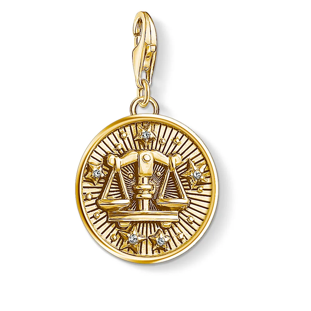 Libra 12 звезд созвездия Знак зодиака талисманы скорпион кулон подходит для DIY Браслеты Золото Тайский 925 пробы серебро 12 ювелирные изделия со знаками Зодиака - Окраска металла: Libra