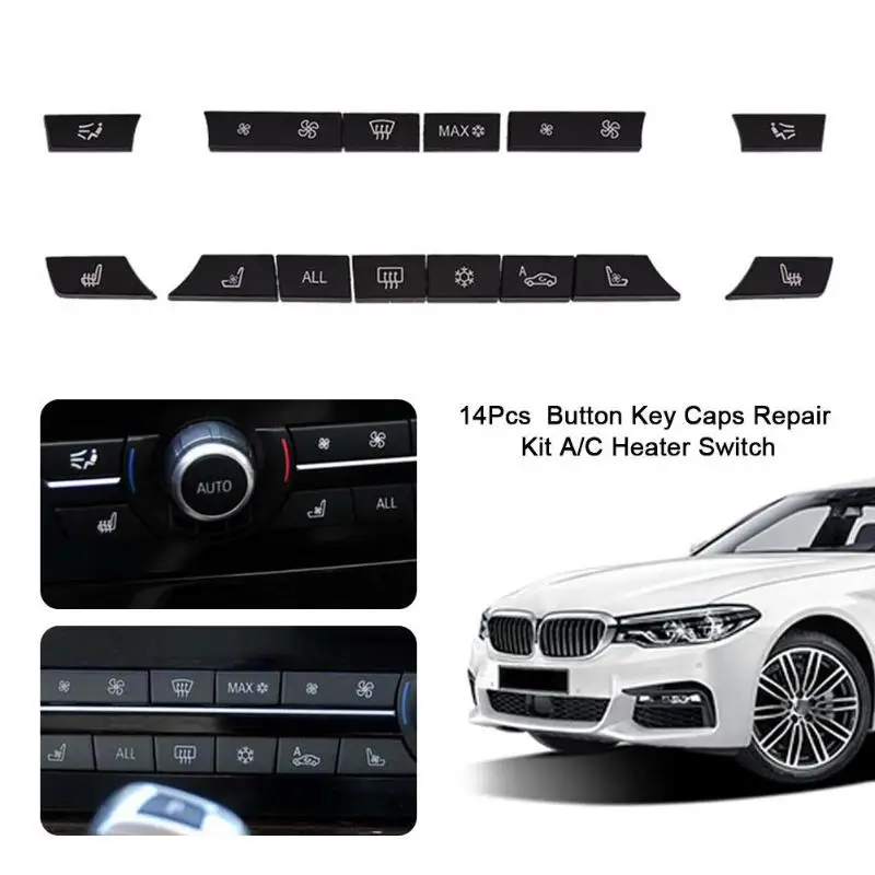 

14pcs Button Key Caps Repair Kit A/C Heater Switch Air Conditionor Button Cover for BMW 5/6/7 Series F10 F18 F07 F02 535 730 740