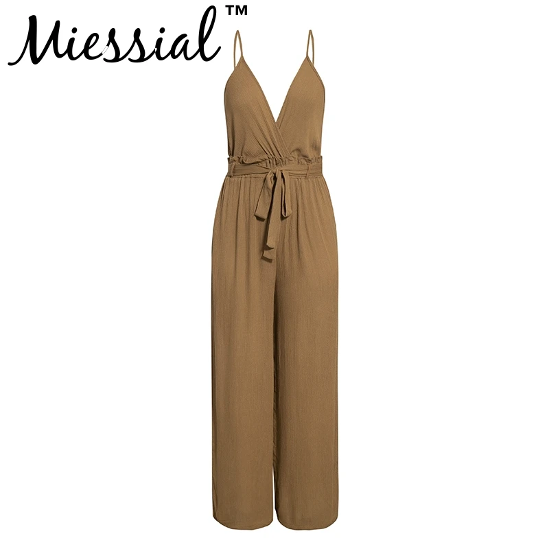 Miessial Sleeveless winter jumpsuit macacao Soft overalls for women romper 2019 elastic waist long playsuit |