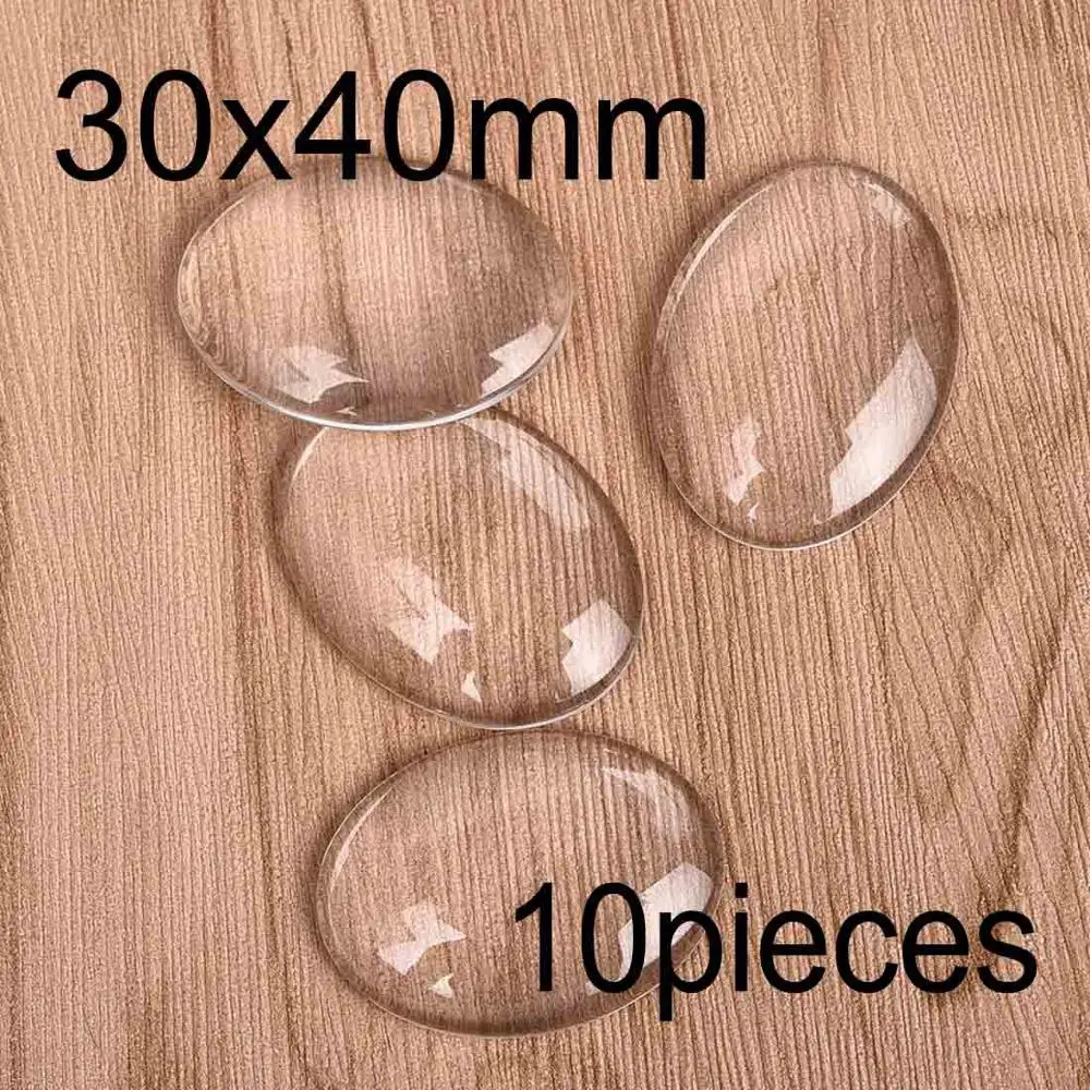 Oval 30x40mm 10pcs Круглые прозрачные кабошоны овальные квадратные сердца с плоской задней частью прозрачное стекло для ювелирных изделий ручной работы - Цвет: Oval 30x40mm 10pcs