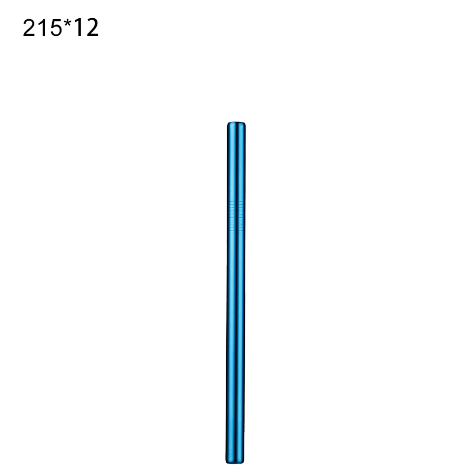 Blue 215-12 Z Многоразовые металлические соломинки 304 из нержавеющей стали соломинка изогнутая прямая соломинка для напитков с чистящей щеткой вечерние аксессуары высокого качества - Цвет: Blue 215-12 Z