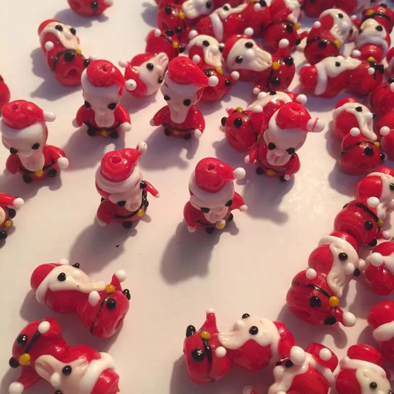 5 шт./лот муранский светильник Санта-Клаус/рождественские стеклянные бусины для