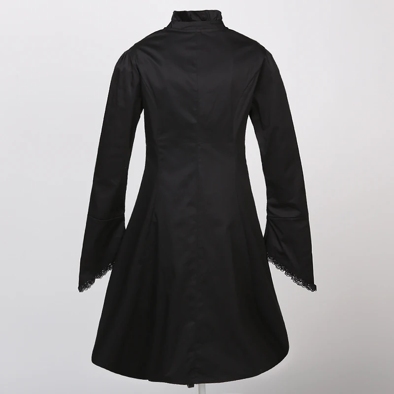 Женская готическая куртка в стиле стимпанк goth vampire Длинная черная с кружевом