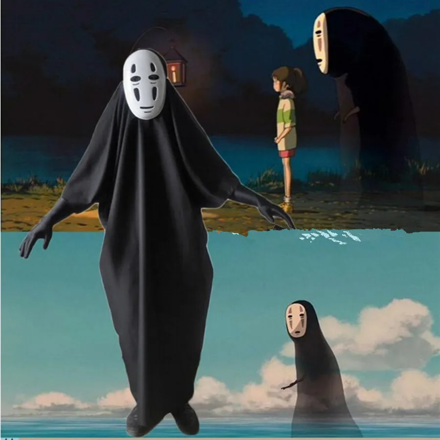 

Hayao Miyazaki Spirited Away No Face Man Cosplay Anime Costume Mask Clothing Full Set for Adult Kids