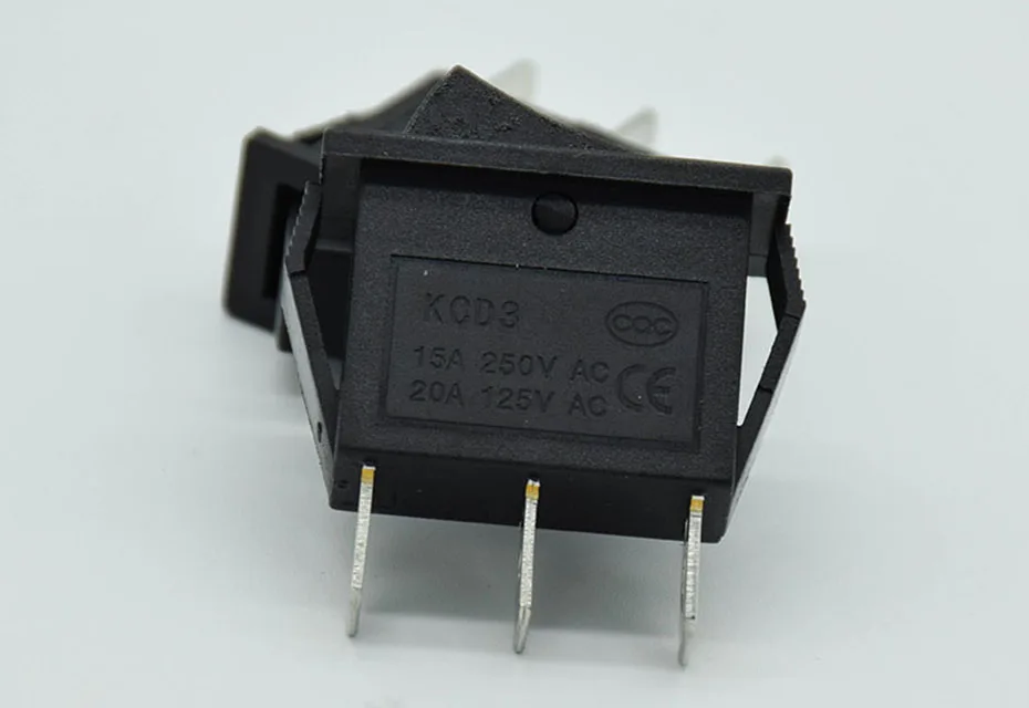 5 шт./лот AC 15A 250 V/20A 125 V 3 Pin SPDT KCD3 вкл.-ВЫКЛ. 3 положения перекидной клавишный выключатель Черный