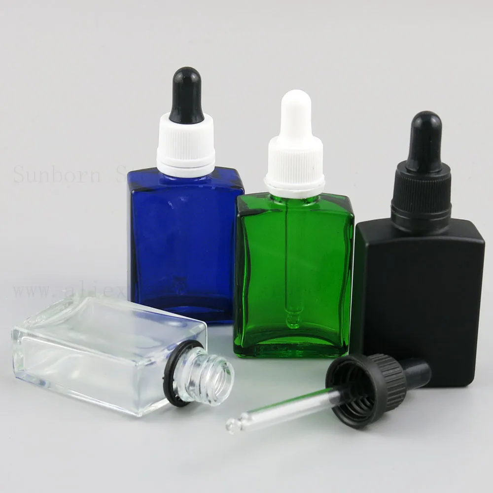 30 мл 1 oz квадратный янтарного цвета ясно многоцветный Стекло бутылки жидкость для