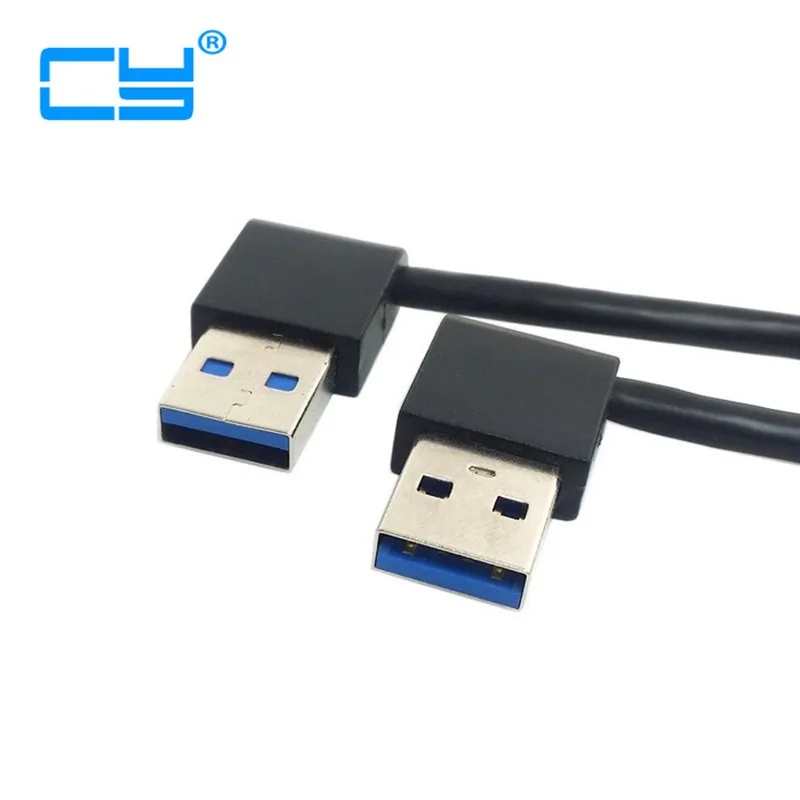 

2PCS/lot USB 3.0 Type A Male 90 Degree Left Angled to Right Angled Extension Cable Straight Connection 50cm