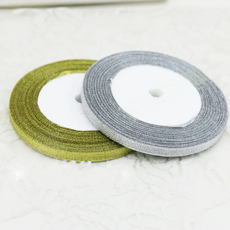1 шт. 6 мм Золотая Серебряная лента Рождественская упаковка тесьма