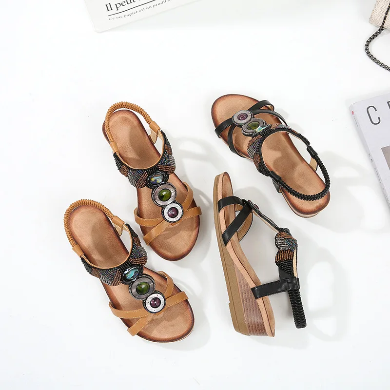 Women sandals 2019 new Flats Sandals Summer Shoes Bohemia Style Flip Flops Beach Women's beach slipper 41 | Обувь