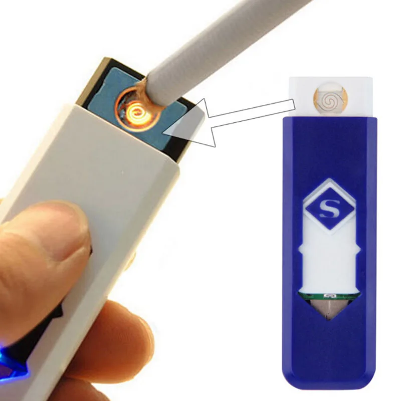 

7 colors USB Electronic Rechargeable Battery Flameless Car Cigarette Lighter No flame Lighter No Gas/Fuel Lighter