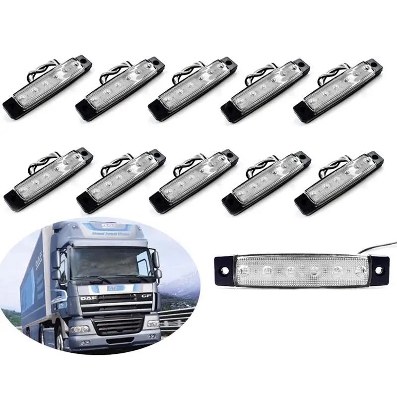 10 шт. 6LED/pc Авто сигнальный индикатор Боковой габаритный фонарь задние фонари зазор задние фонари для автобус, грузовик, фургон караван RV грузовик