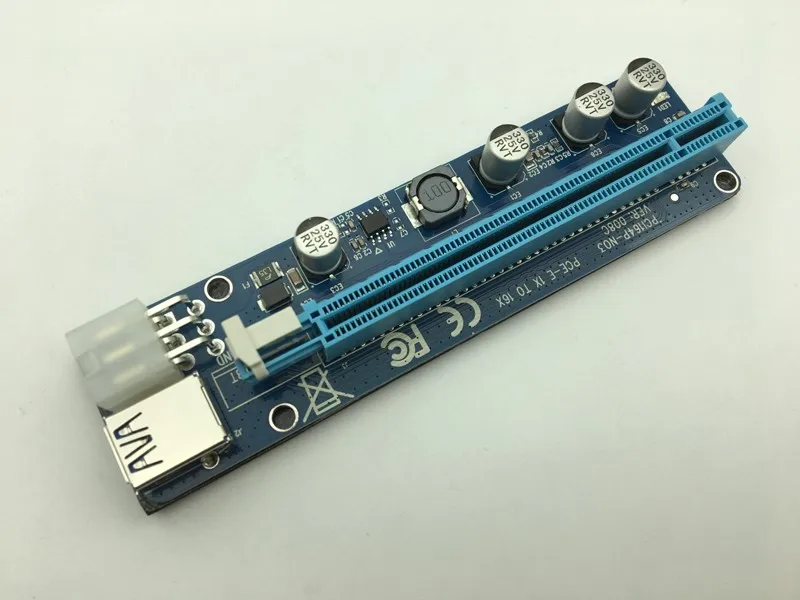 Райзер 008C PCI-Express 1X на 16X PCI-E, удлинительная плата, 60 см, кабель USB 3,0, SATA, 15-контактный на 6-контактный разъем питания для майнинга BTC Antminer