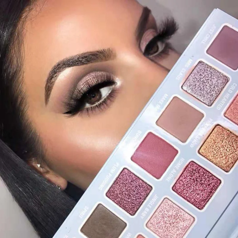 Палитра матовых теней для век 14 цветов стойкая косметика мерцающие тени