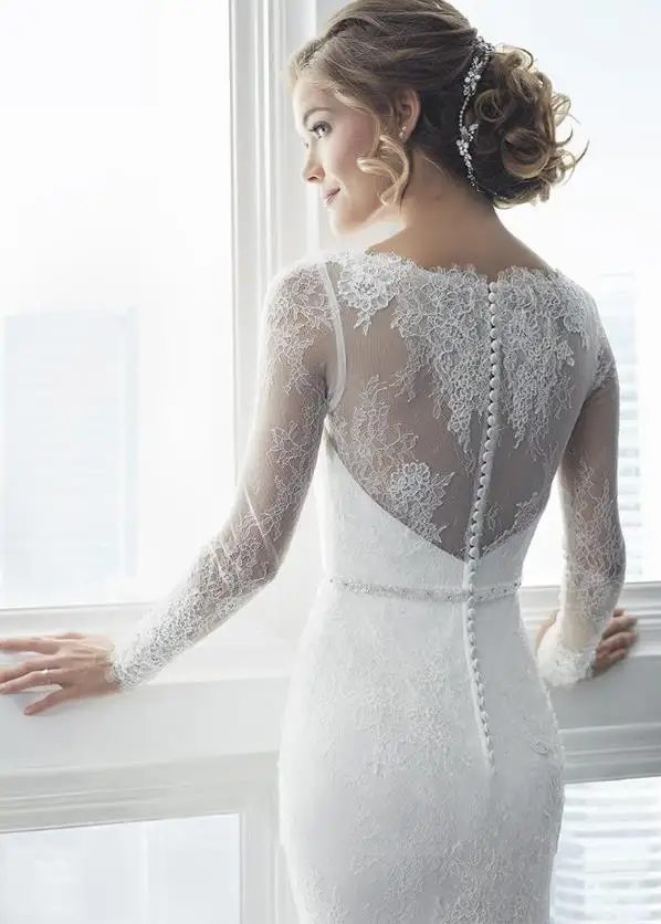 Белое свадебное платье с юбкой годе LORIE винтажное кружевное невесты аппликацией