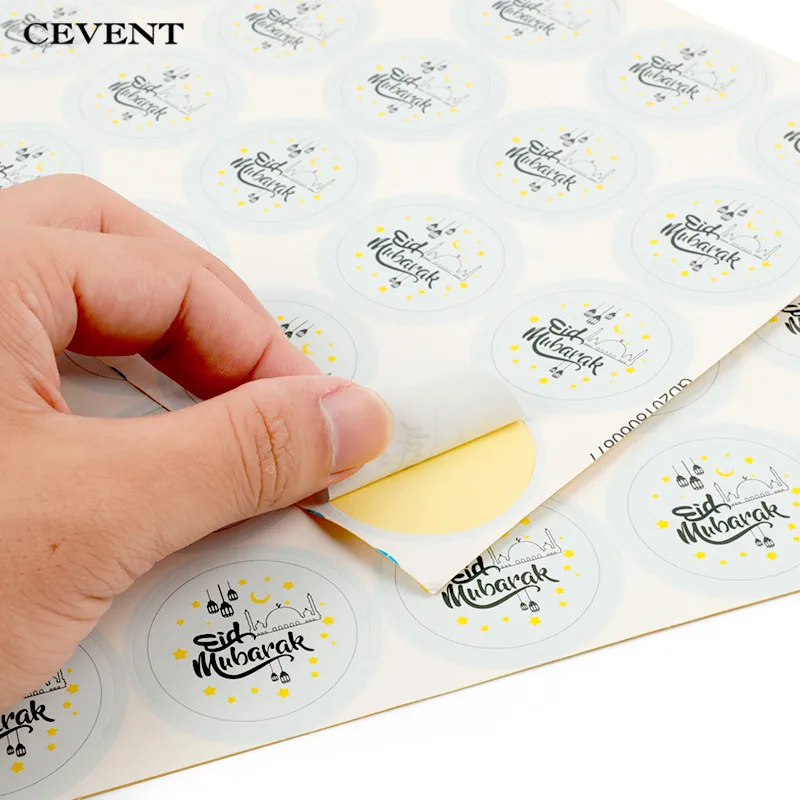 CEVENT 60 шт Eid Мубарак наклейки бумажные для вечеринки декоративная лента