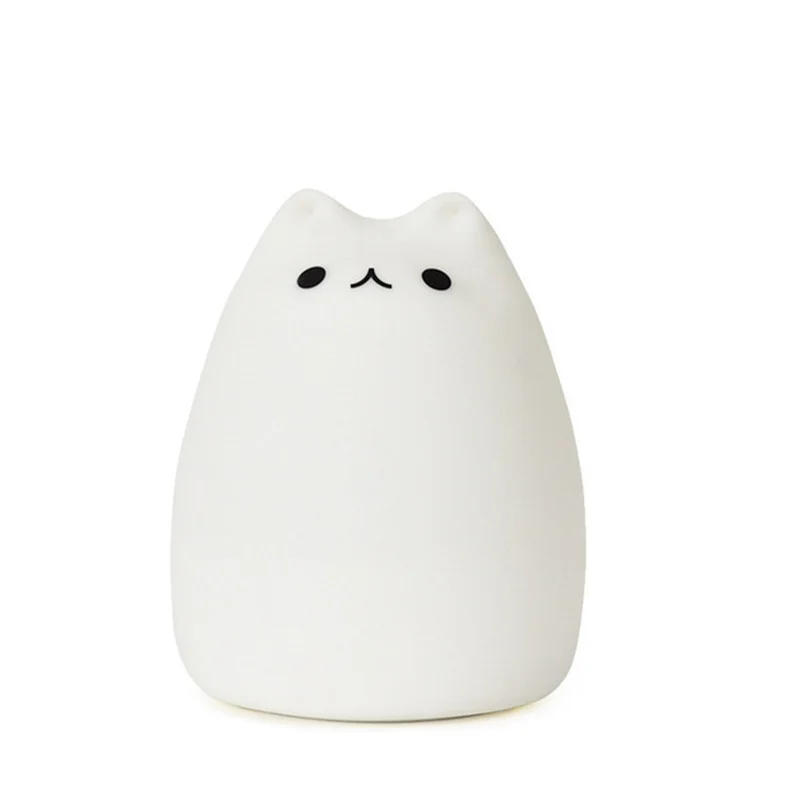 Cat USB светодиодный дети животных Ночной светильник силиконовый мягкий мультфильм детские ясли лампа дыхание светодиодный Ночной светильник 7 цветов