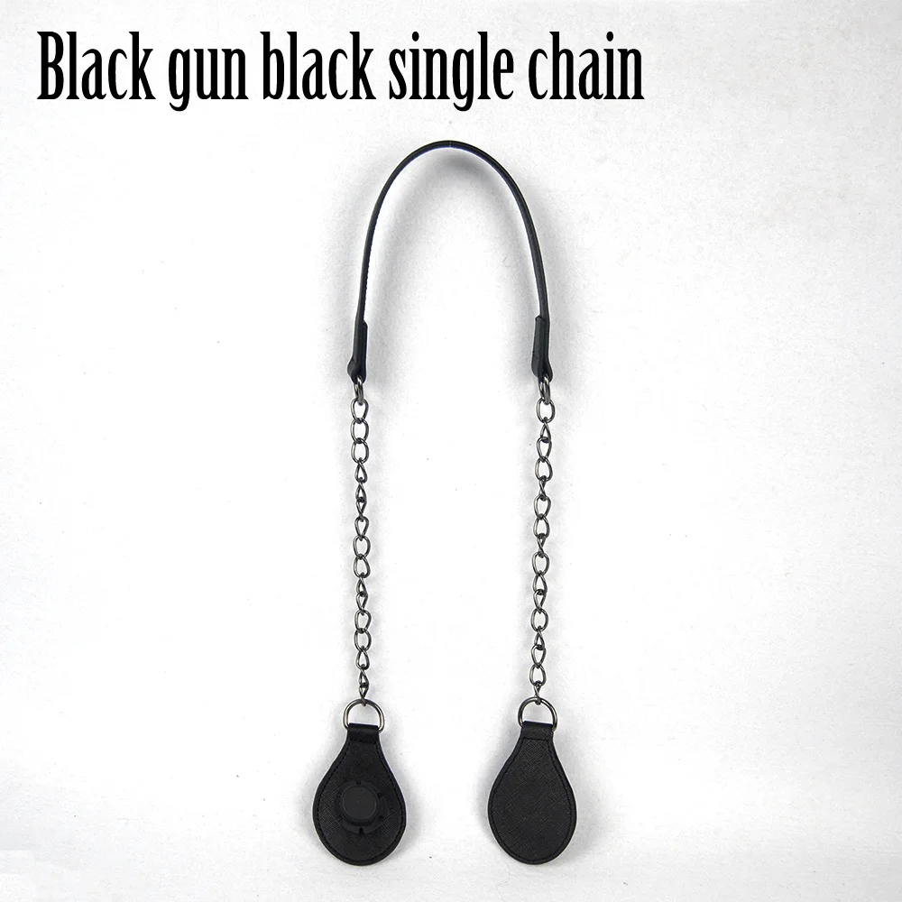 Gun black single Tanqu 1 шт. O Мешок край живопись ремень серебряная цепь ремешок ручка с drop end для obag корзина - Цвет: Gun black single