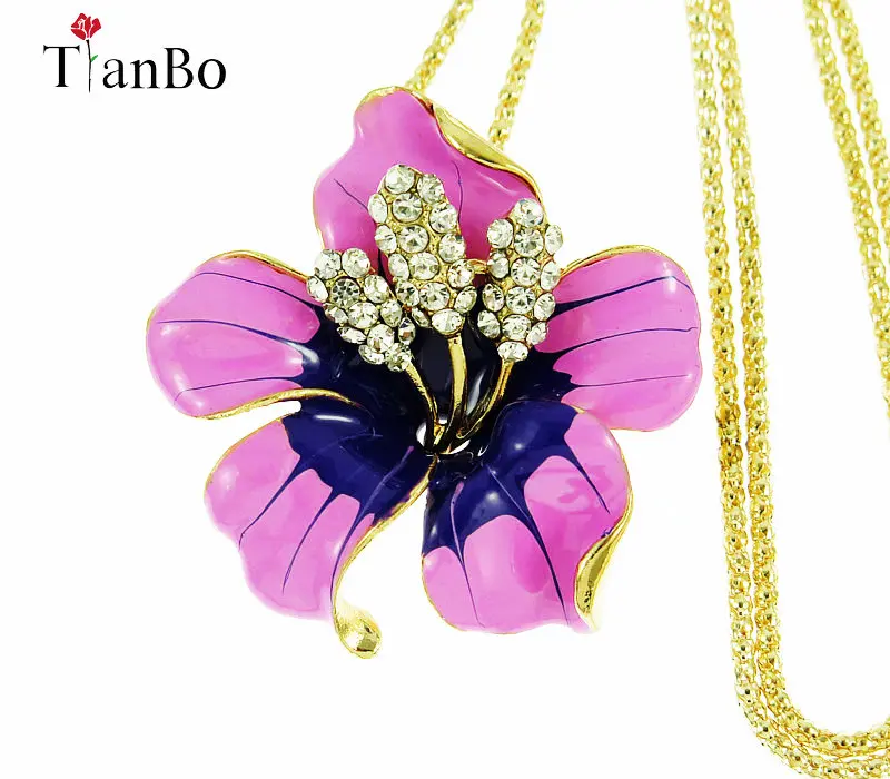 1 шт. нежный красочный эмалевый цветок ожерелье с подвеской очаровательное