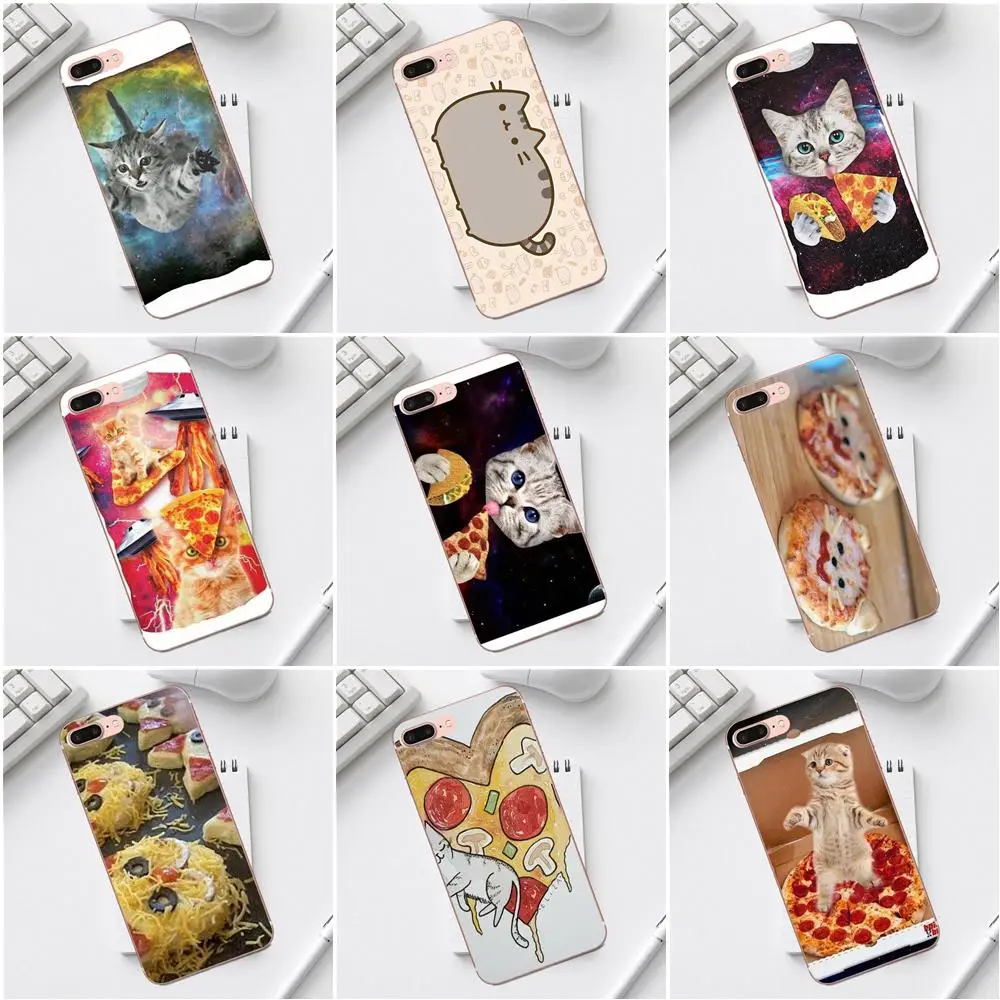Мягкий термополиуретановый чехол для экрана Pizza Cat Kitten Hipster Galaxy Alpha Core Prime Note 4 5 8 S3 S4