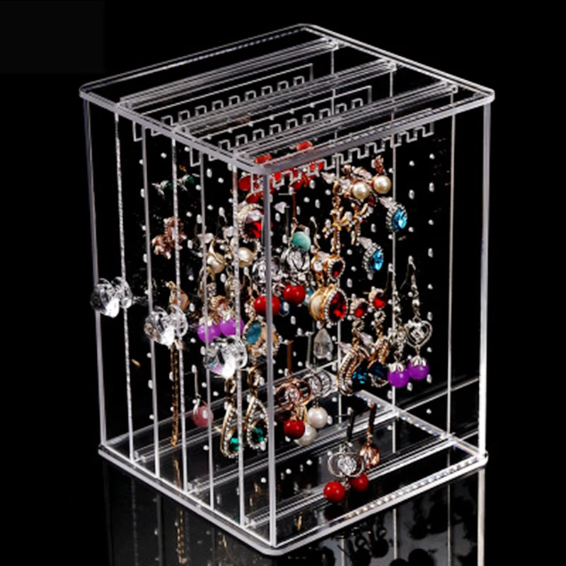 Прозрачная акриловая шкатулка для сережек серьги колье держатель