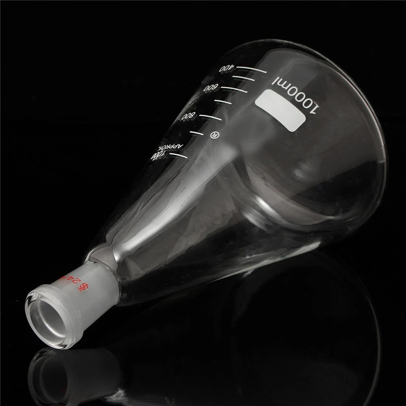 Лучшая акция стеклянная колба Erlenmeyer 24/40 1000 мл/1 л коническая бутылка стеклянные