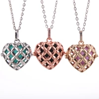 mexico chime heart shaped cage music ball bell locket pendant necklace perfume aromatherapy essential oil diffuser woman jewelry
