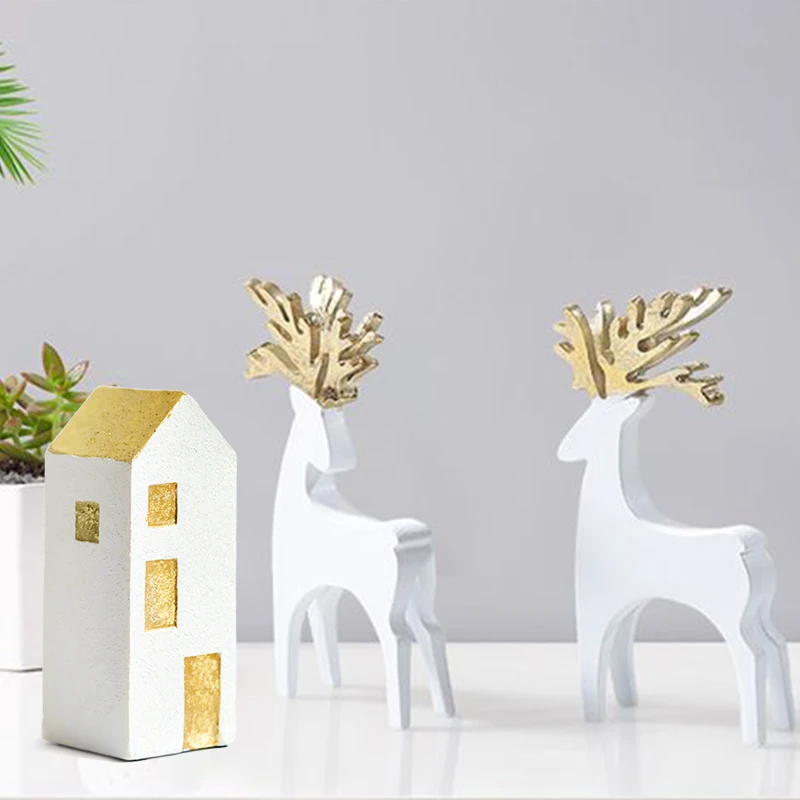 

Home Decorations Accessories Christmas Deer Decoration White Moose Ornaments LX House Statue Gift Birthday Present For kids